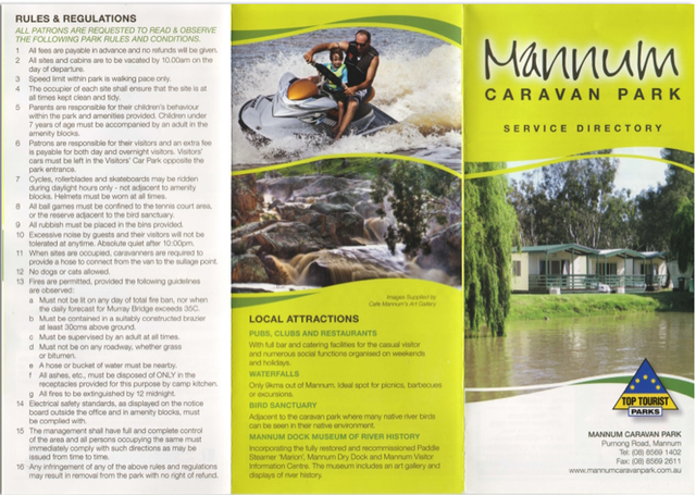 Mannum Caravan Park & Motel Info p1