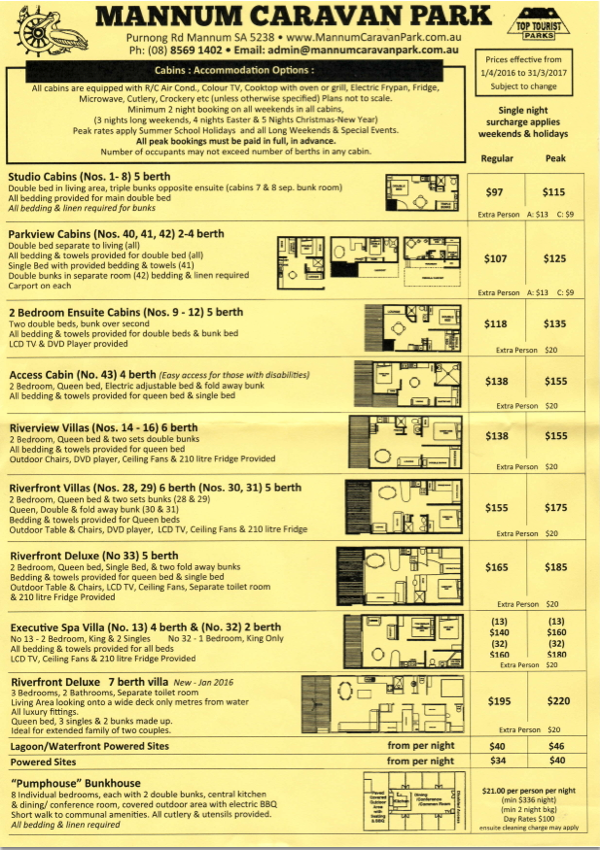 Mannum Caravan Park & Motel Info p3