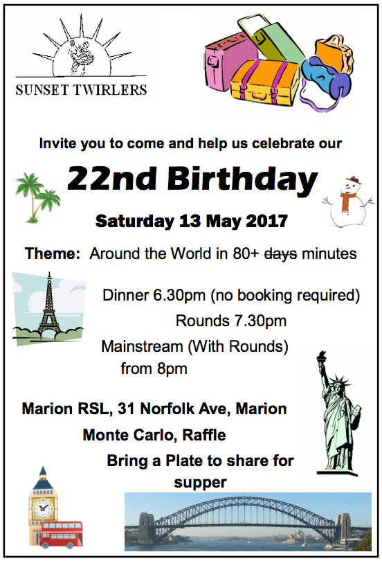 Sunset Twirlers Birthday Advertisement 2017